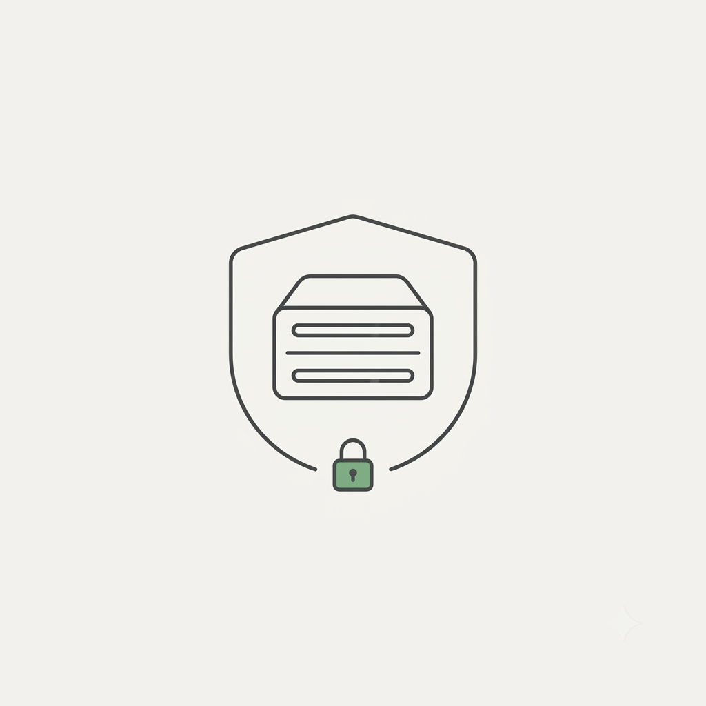 A server inside a shield with a padlock, representing self-hosted and private